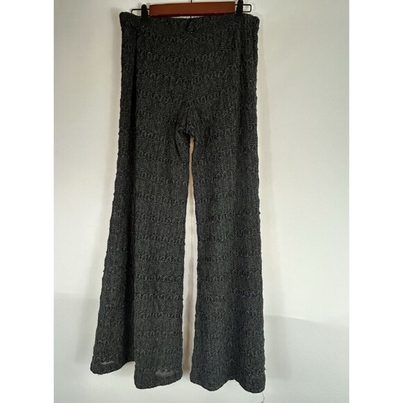 Free People Pants 6 Gray Extreme Knit Flare Mid Rise Sheer Lined Boho Festival - Picture 3 of 10